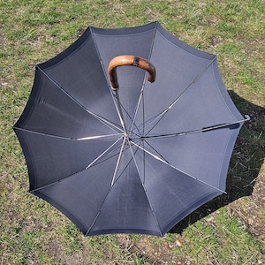 Vintage Black and Grey Umbrella Vintage Handled Umbrella Vintage Parasol Mens Umbrella