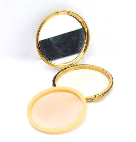 1970s Compact Brass Compact Vintage Vanity Vintag… - image 5