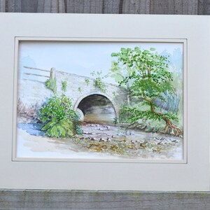 Firmado Yandell Paisaje Acuarela pintura OOAK acuarela antigua vintage arte Vintage acuarela pintura Vintage pintura paisaje