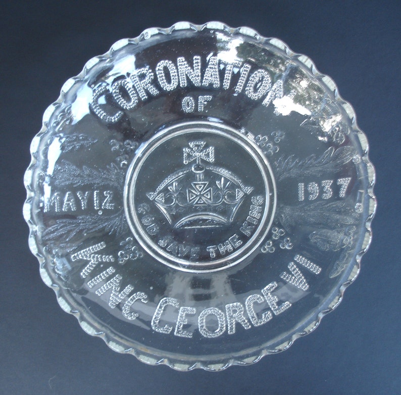 1937 Coronation King George VI Glass Plate Commemorative Glass | Etsy