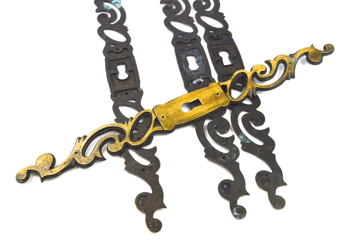 Vintage Escutcheons Vintage Keyhole Covers Aged Brass Door Etsy