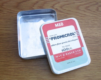 Vintage Promicrol Tin Ultra Fine Grain Developer May & Baker Ltd Dagenham England Photographic Developer Photographic Materials