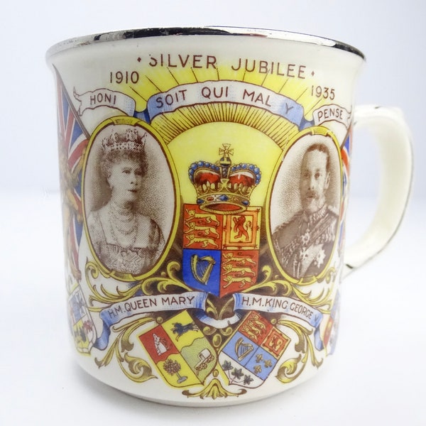 1935 Silver Jubilee Mug Queen Mary King George V Vintage James Kent Cup Commemoration Mug Royalty Vintage Souvenir Vintage Housewares
