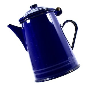 1950s Blue Enamel Jug 7 inch Vintage Enamel Water Pitcher Vintage Lidded Jug Blue Enamel Jug Shabby Chic Vintage Farmhouse Vintage Tableware