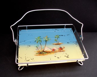 Art Deco Cake Stand featuring Camels in the Desert Cake Plate Vintage Platter Vintage Cake Plate vintage Decorative Housewares