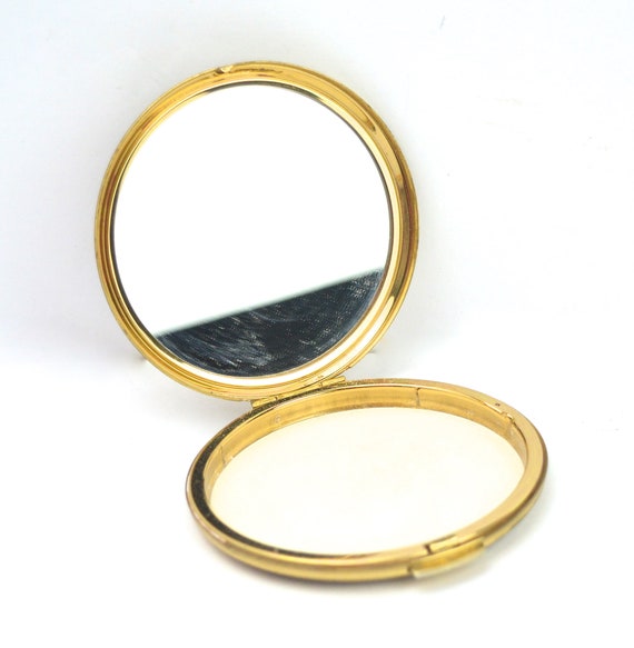 1970s Compact Brass Compact Vintage Vanity Vintag… - image 4