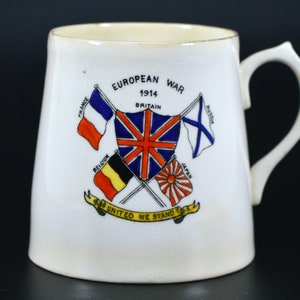 1914 European War Mug United Flags Royal Albert Crown China War Memorabilia Commemorative First World War European War Cup WWI Memorabilia