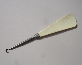 Edwardian Steel Button Hook Bone Vintage Button Hook Vintage Accessories Vintage Attire