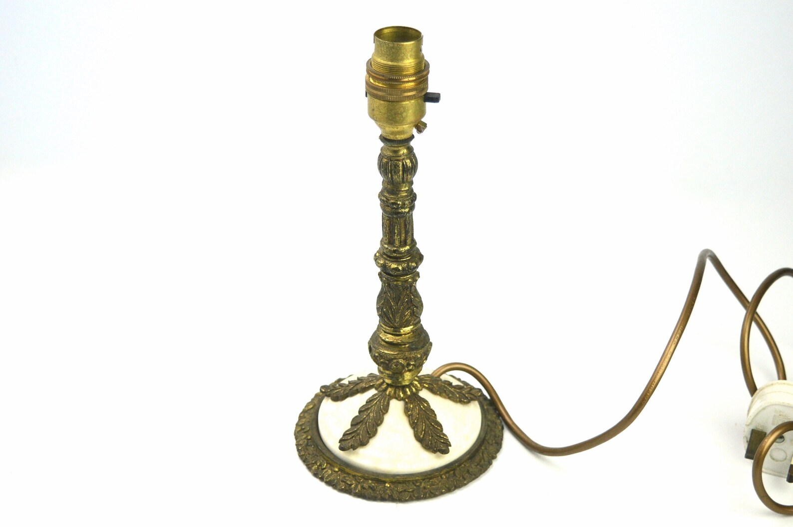 1950s Brass and Marble Lamp Stand Vintage Lamp Base Vintage Alabaster