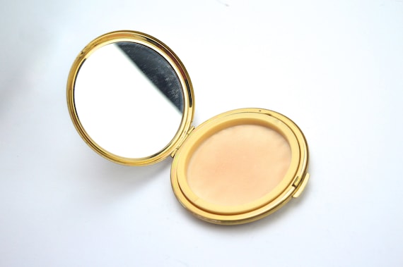 1970s Compact Brass Compact Vintage Vanity Vintag… - image 1