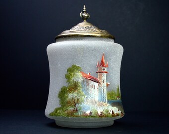 Vaso di vetro lidd Vintage Vetro Vetro Vetro Trinket Box Lesione Vaso Bon Bon Piatto Vaso Antiquario