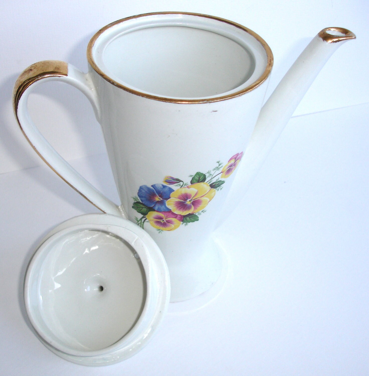 1940s Burgess & Leigh Burleigh Ware Coffee Pot with a Pansy Design Vintage Tea Pot Vintage Home Decor Vintage Housewares