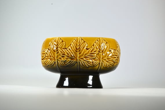 1950s Gold SylvaC 4207 Sycamore Vintage Pedestal Vase Home Decor Vintage Dish Vintage Bowl Oval Bowl Wire