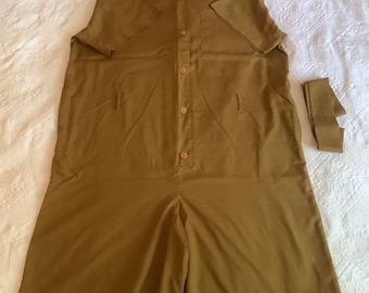 Vintage Olive Green Playsuit Jumpsuit Overall