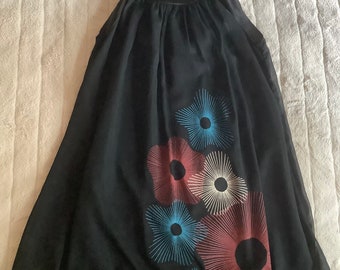 Vintage Black Smock Dress With Abstract Design