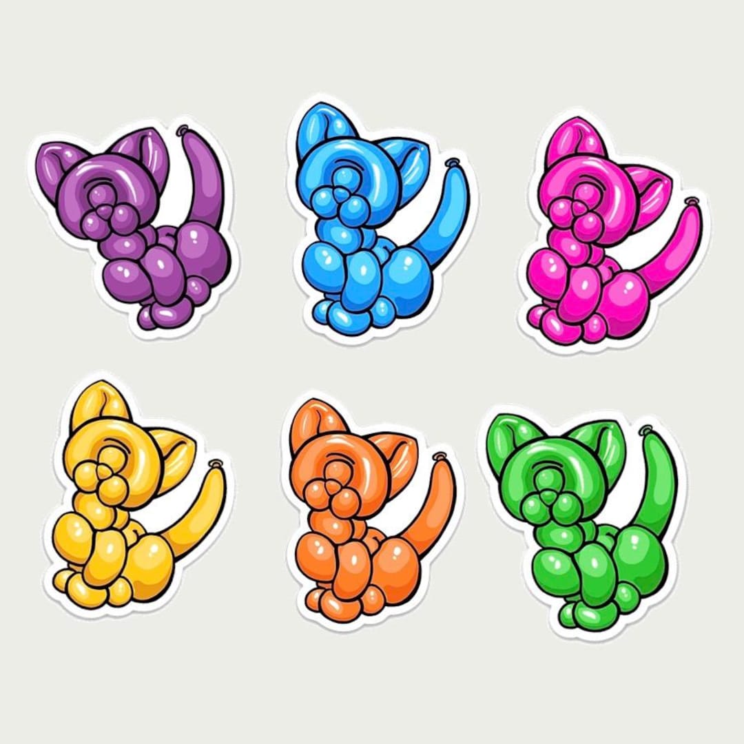 Dabloons Cat Sticker Balloon Cat Sticker - Etsy