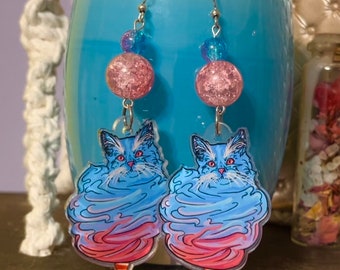 Cotton Candy Cat Earrings