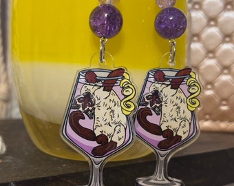 Cocktail Cat Earrings - Lavender 75 - Siamese Cat “Schenzi”