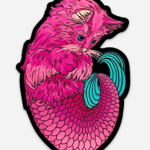 Pink Meowmaid / Purrmaid Cat Mermaid Sticker