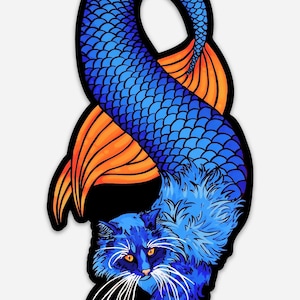 Blue Meowmaid / Purrmaid Cat Mermaid Sticker