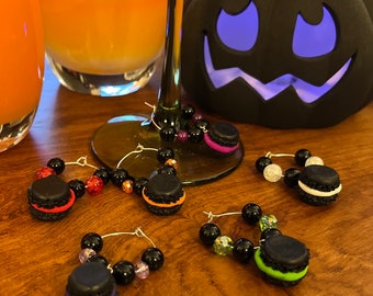 Halloween Themed Macaron Wine Charms