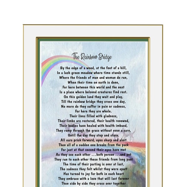 P03 A4/ A5 Print, Rainbow Bridge poem, Poem for pet loss, Dogs loss Rainbow Bridge, pet Memorial Rainbow Poem