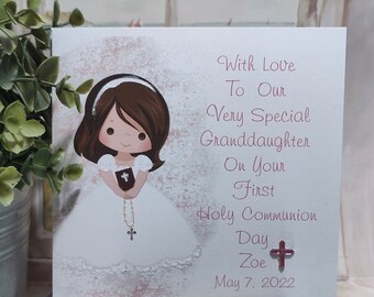 Personalised First Holy Communion Card, Communion Celebration Card, Communion Card For Daughter, For Niece, For Granddaughter