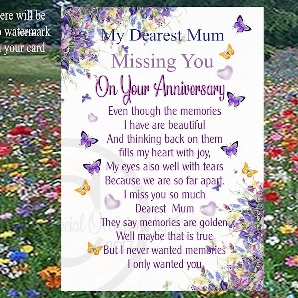 F13 Bereavement Memorial Grave Card Decoration Plaque Anniversary. Mam Mum Wife Partner, Heavenly Anniversary, Mum, Grandma, Mom, Nan, Nanna