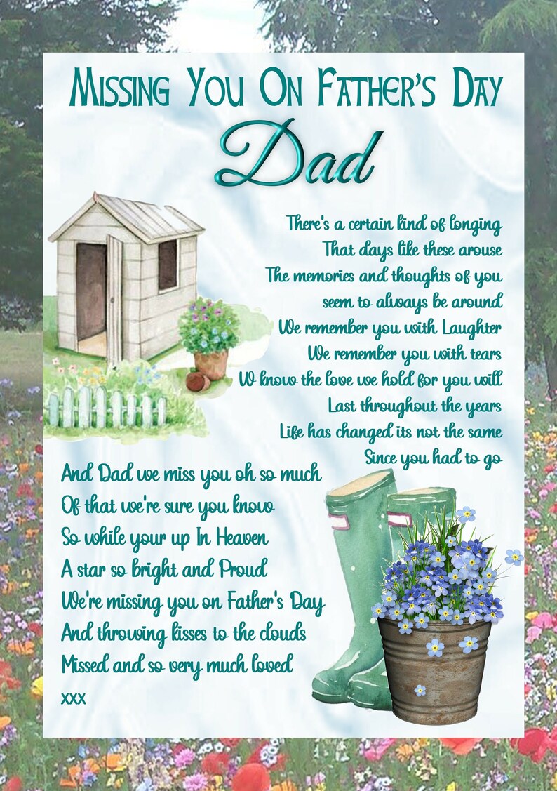 Heavenly Father's Day Memorial Grave Card Fathers Day Etsy UK