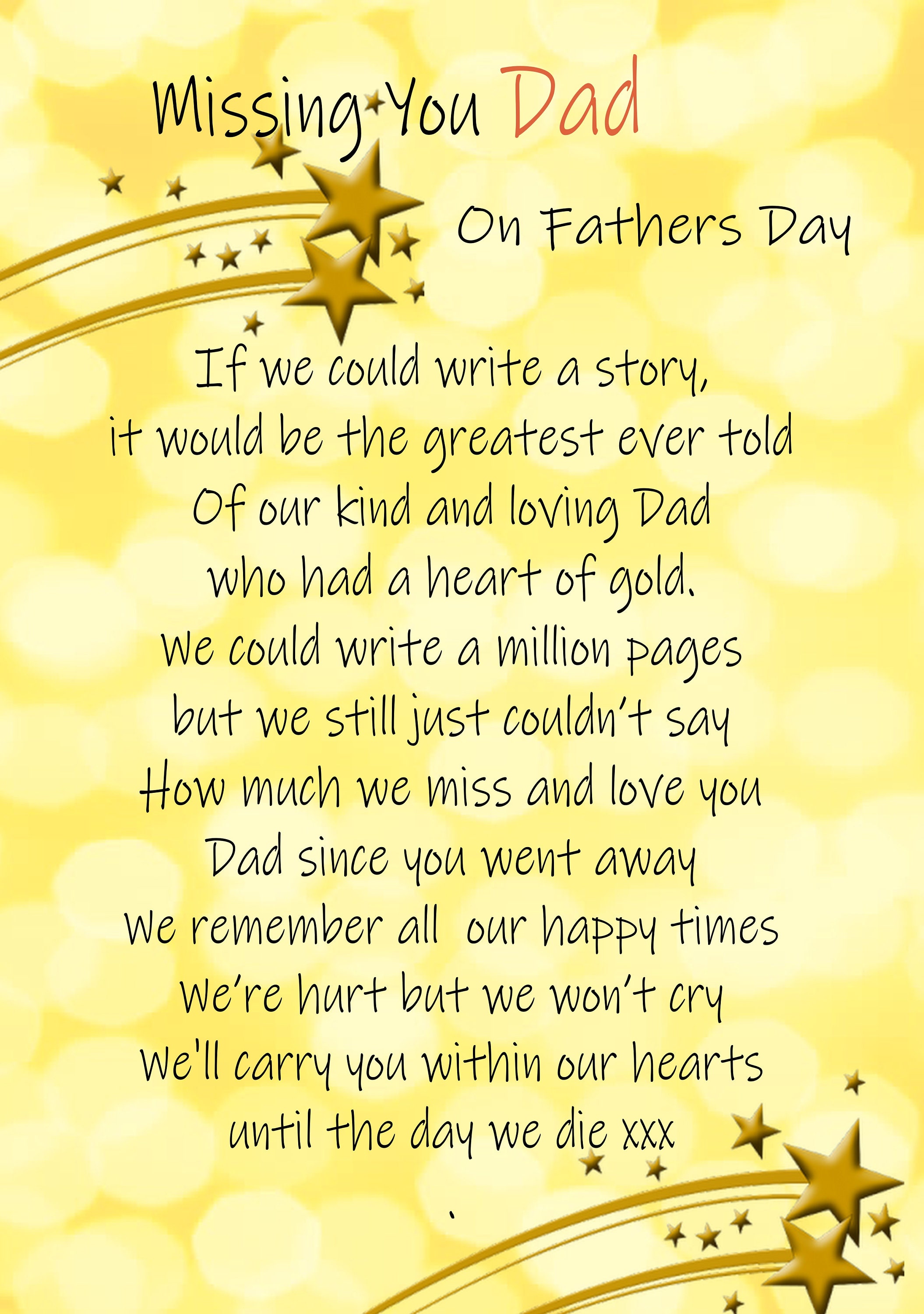 Heavenly Father's Day Memorial Grave Card Fathers Day Etsy UK