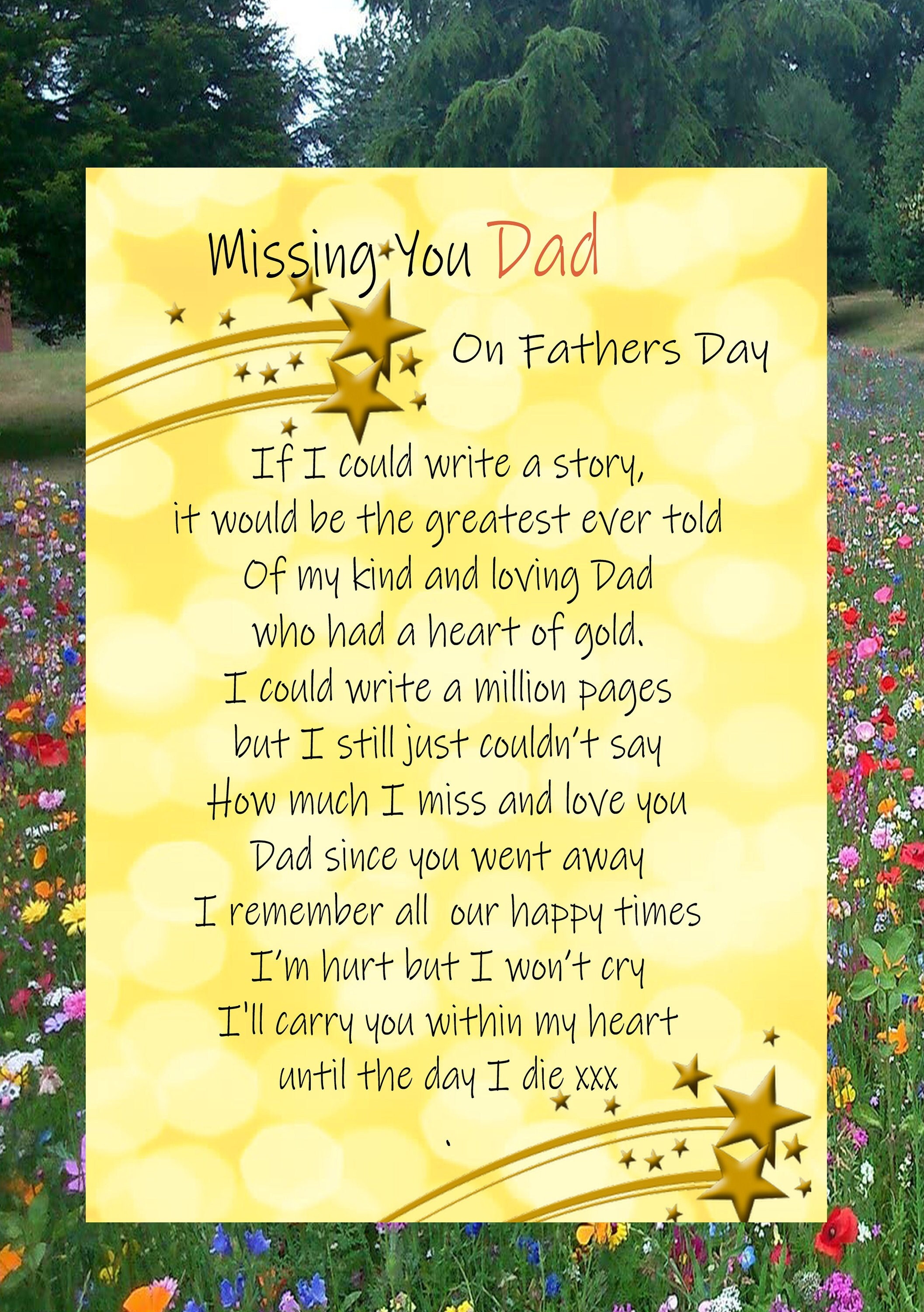 Heavenly Father's Day Memorial Grave Card Fathers Day Etsy UK