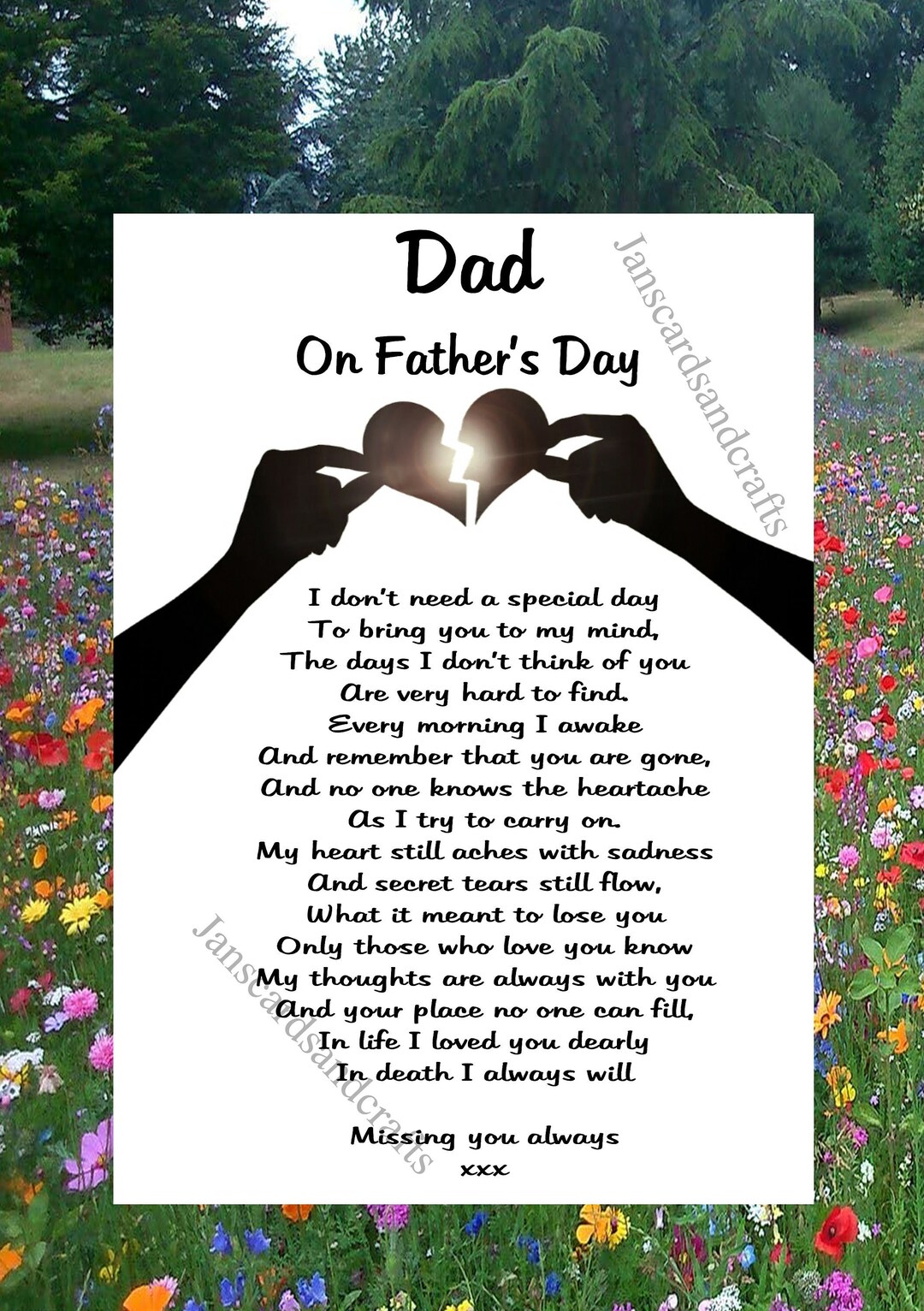 Heavenly Father's Day, Memorial Grave Card, Fathers Day, Memories, for
