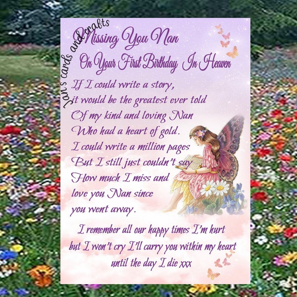 F05 Bereavement Memorial Grave Card Birthday. First birthday away, mum heavenly birthday card, Graveside Anniversary, gran Birthday Heaven