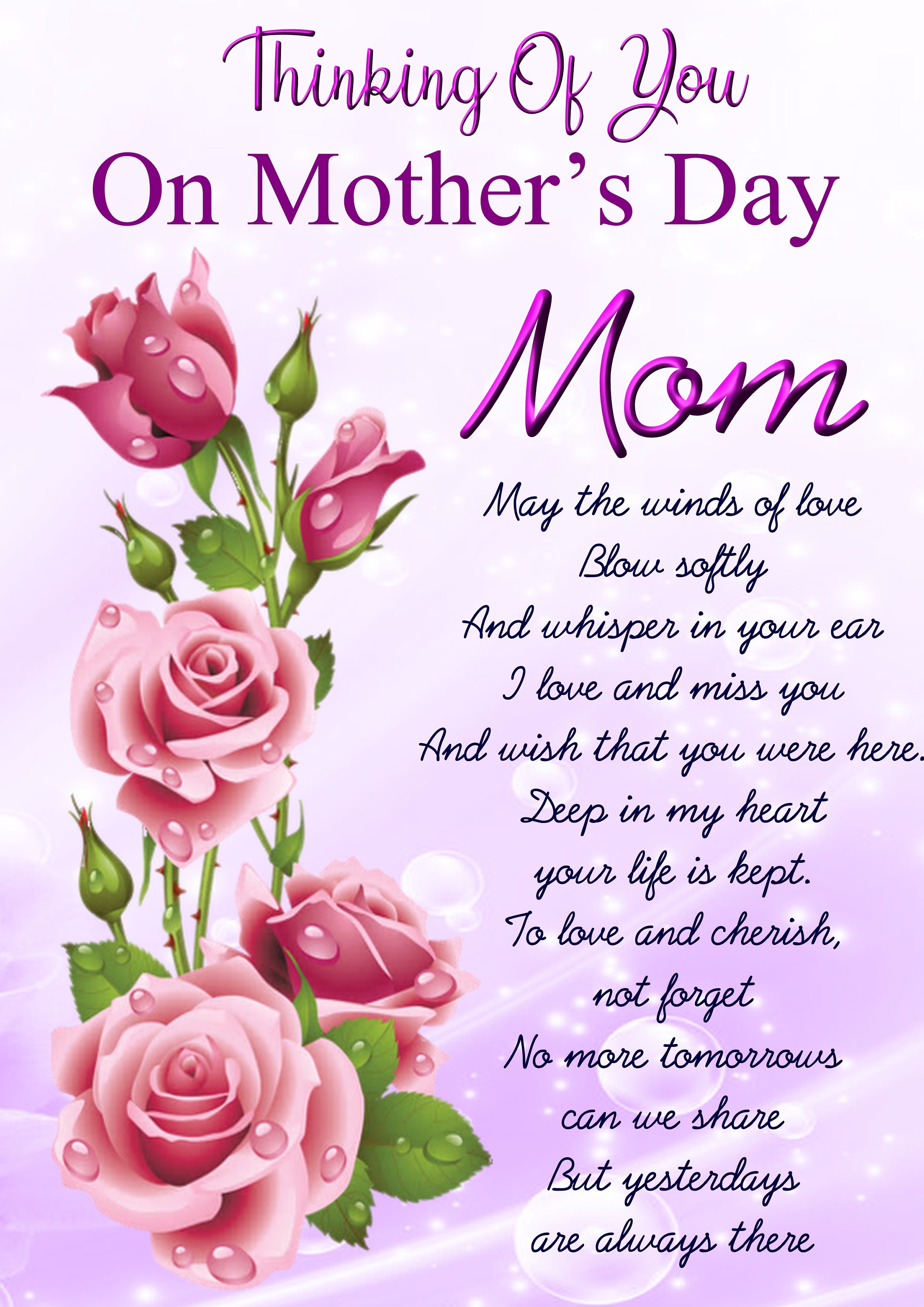 Mother's Day Memorial Grave Card Mother's Day - Etsy UK