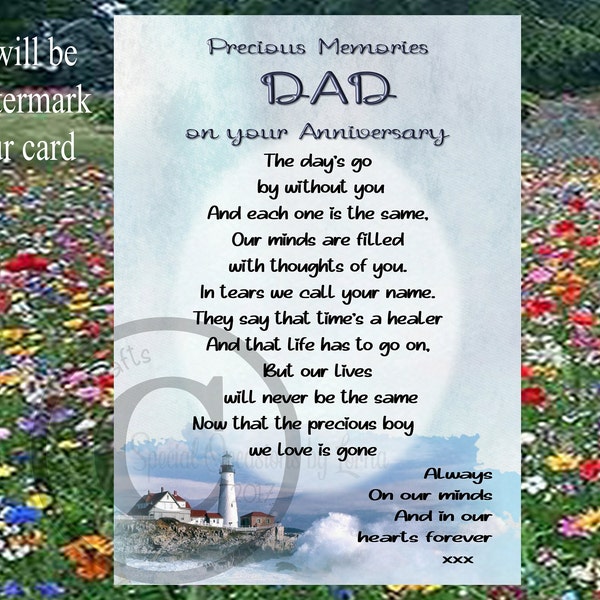 M16 Anniversary Bereavement Memorial Grave Card, Precious Anniversary Memories Dad, Heavenly Memorial Plaque, brother, Memorial Plaque Son