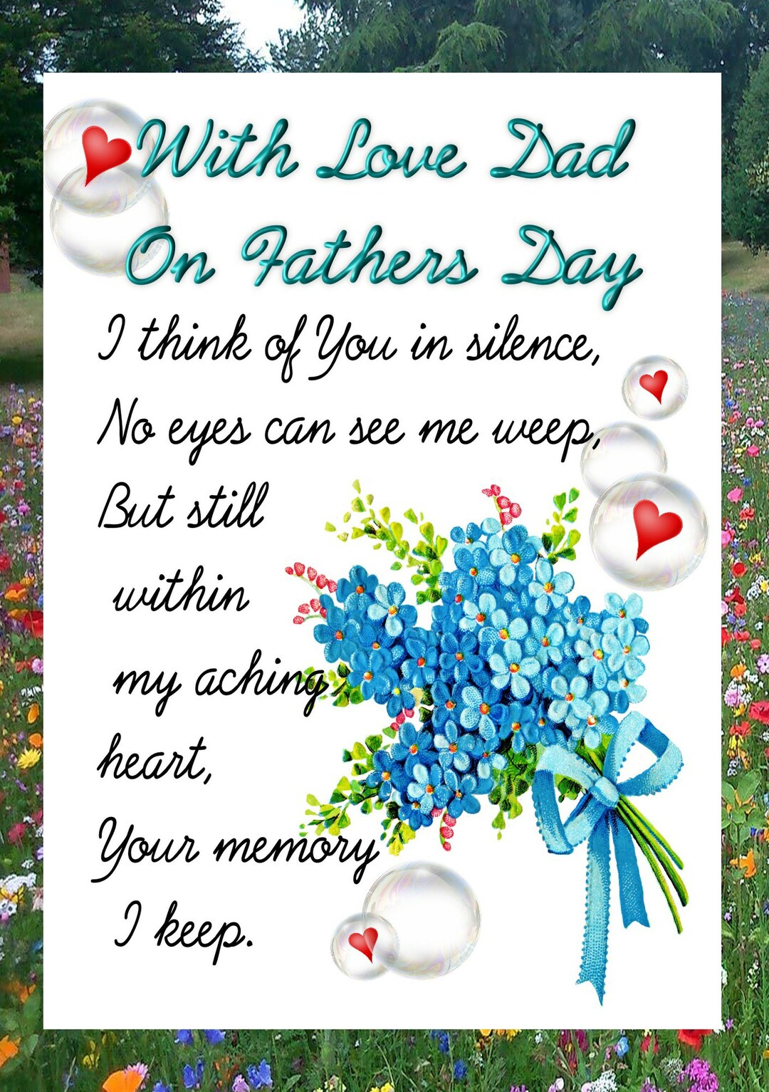 Heavenly Father's Day, Memorial Grave Card, Fathers Day, Treasured