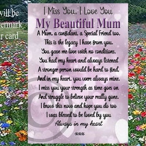 GF31 Memorial Grave Card, Plaque, I miss you. Mam, heavenly memorial card, Nannie, Grandma, Sister, Aunty for Sister, memorial Plaque Gran