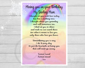 Heavenly Birthday Waterproof  Memorial Card: Mum, Dad, Nan