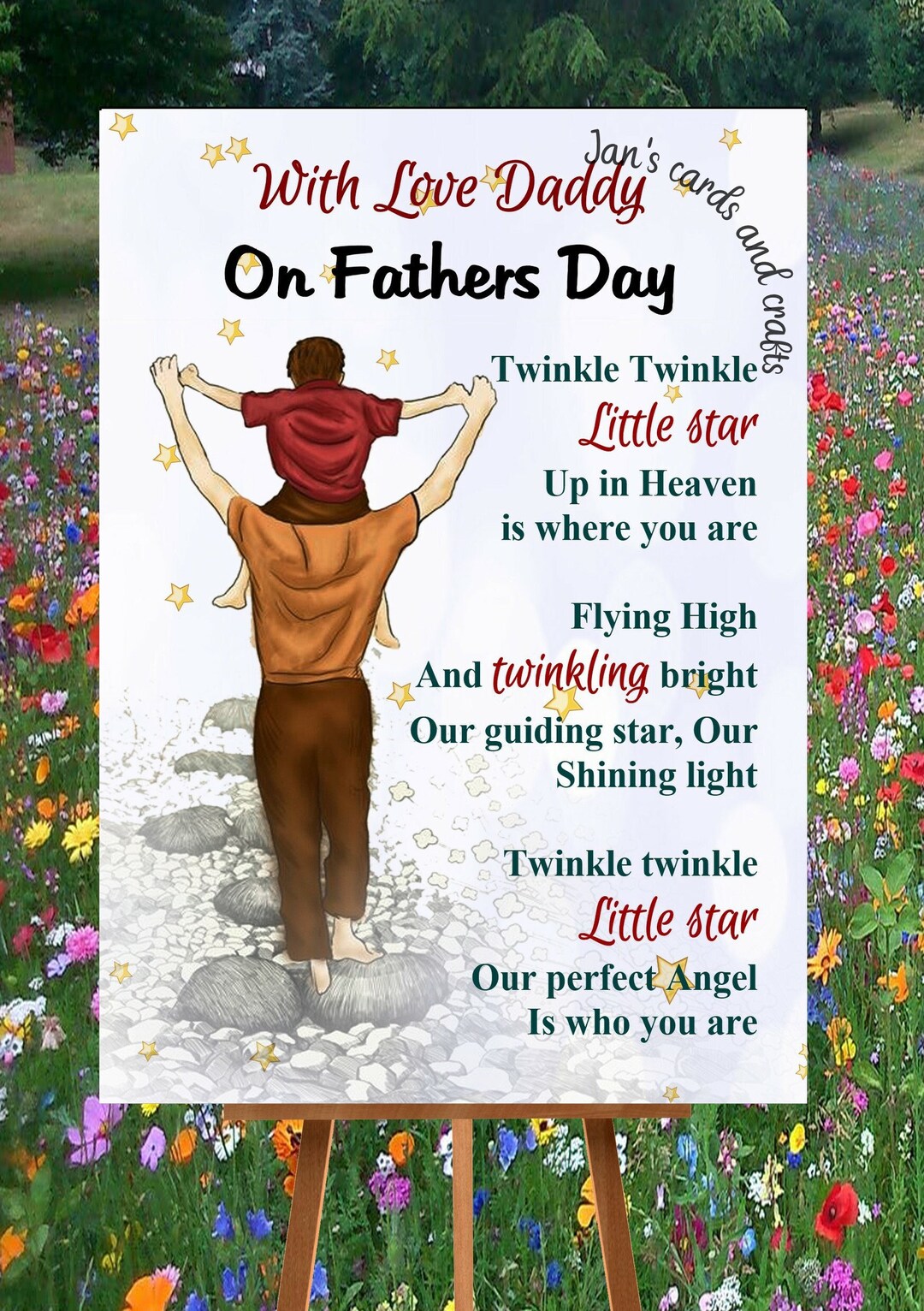 Heavenly Father's Day, Memorial Grave Card, Fathers Day, Treasured