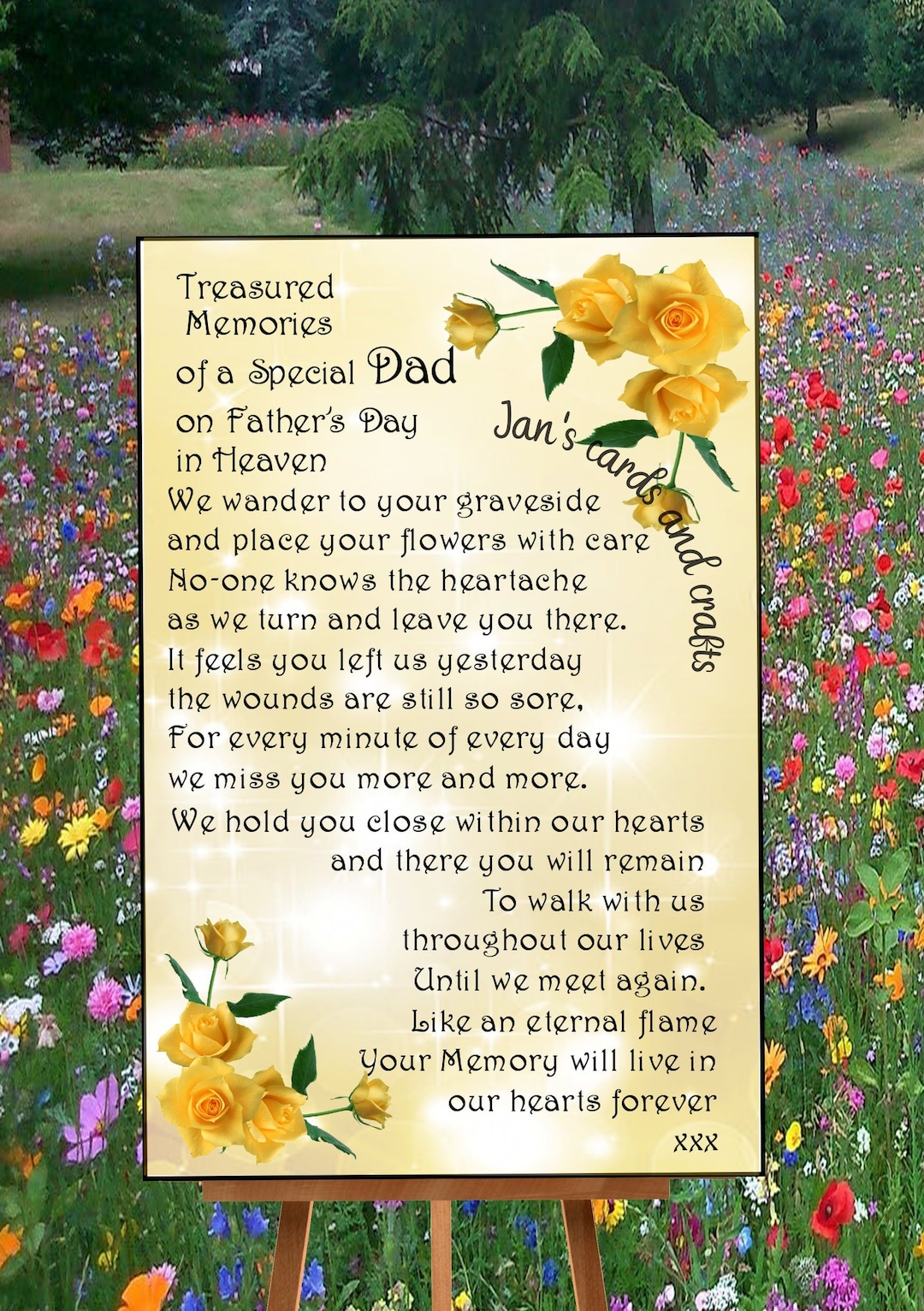 Heavenly Father's Day, Memorial Grave Card, Fathers Day, Treasured