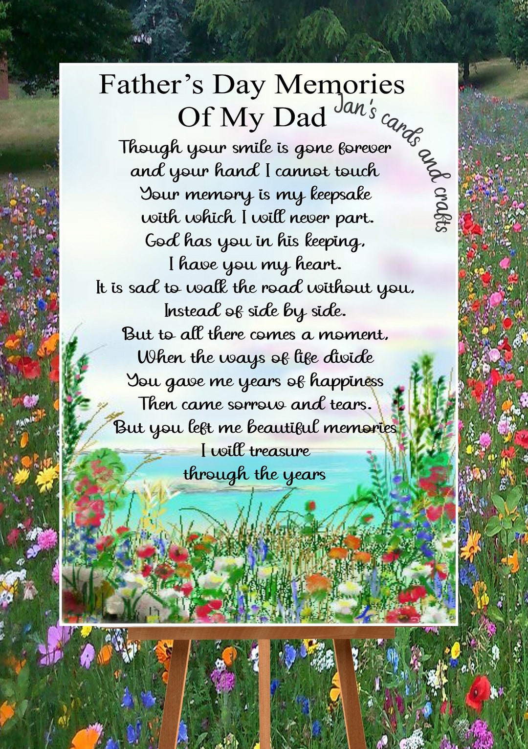 Heavenly Father's Day, Memorial Grave Card, Fathers Day, Treasured