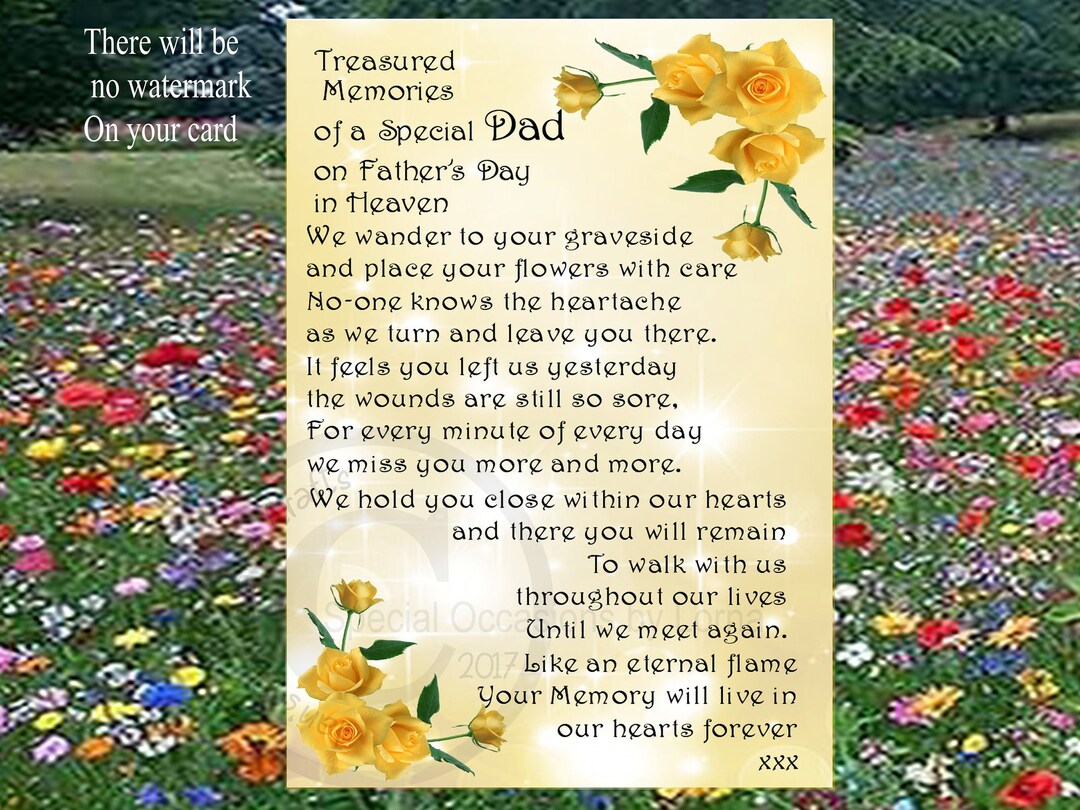 FD05 Heavenly Father's Day, Memorial Grave Card, Fathers Day, Treasured