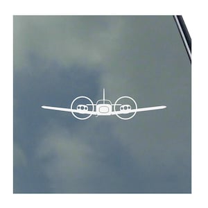 May include: White silhouette of a small airplane with two propellers on a blue background.