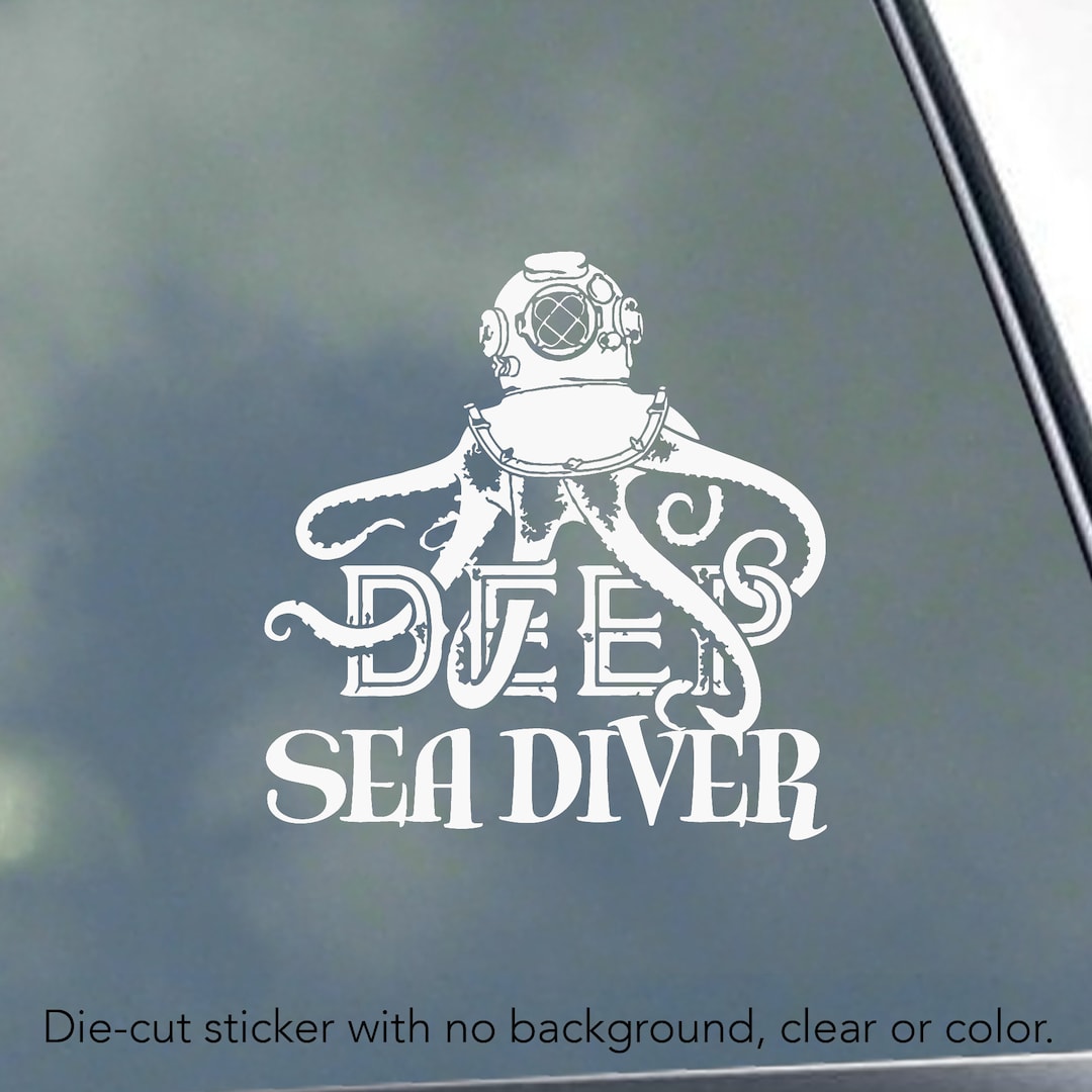 DEEP SEA DIVER W Octopus Vinyl Sticker / Decal Ocean Scuba Dive Ocean ...