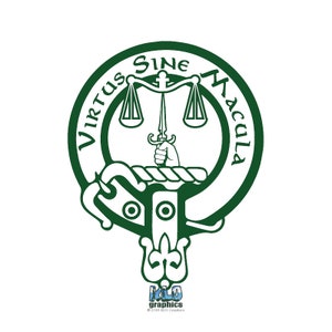 RUSSELL CLAN CREST vinyl sticker Truck Car Window Laptop Computer Scottish Tartan