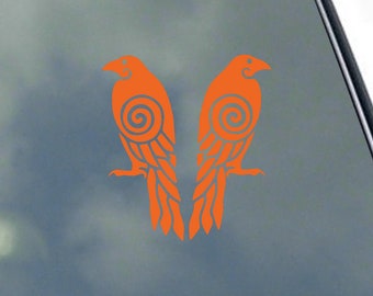 Huginn And Muninn Norse Raven Vinyl Decal - Odin's Ravens Sticker