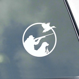 Duck Hunter with Dog Vinyl Sticker Decal by KLO Graphics Flushing Quail Pheasant Hunting Outdoors Bird Dog