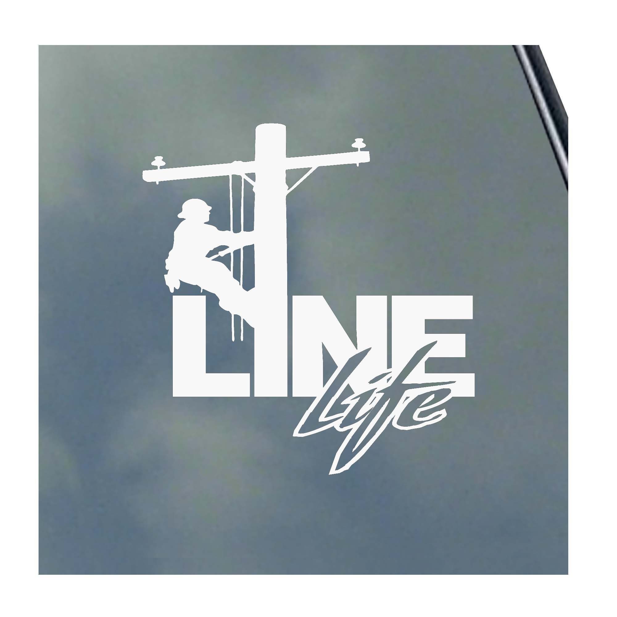 Work Line Sticker LINE LIFE POLE Vinyl Sticker Decal Lineman Lineworker Powerline ...