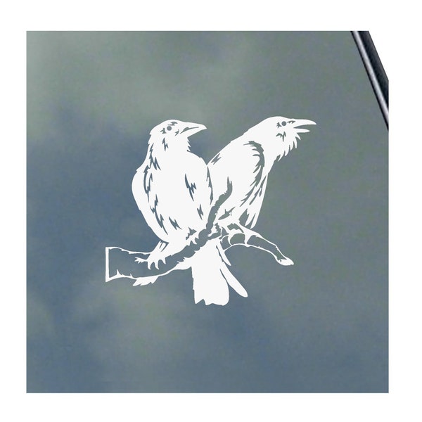 HUGINN en MUNINN standaard vinyl sticker sticker Asatru Norse Thor Gods Loki Pagan Odin's Ravens