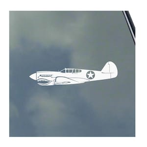 P-40 Warhawk with Noseart Pilot Side Vinyl Sticker Decal by KLO Graphics WWII Warbird Army Air Force Veteran